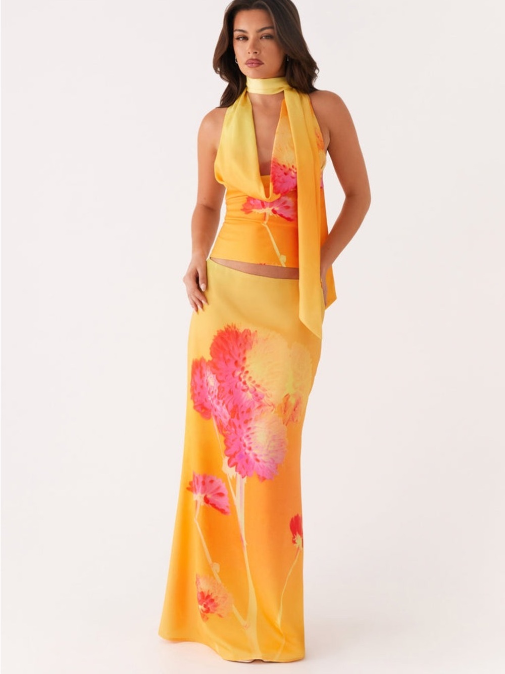Peppermayo Marrakesh Maxi Skirt Orange Floral